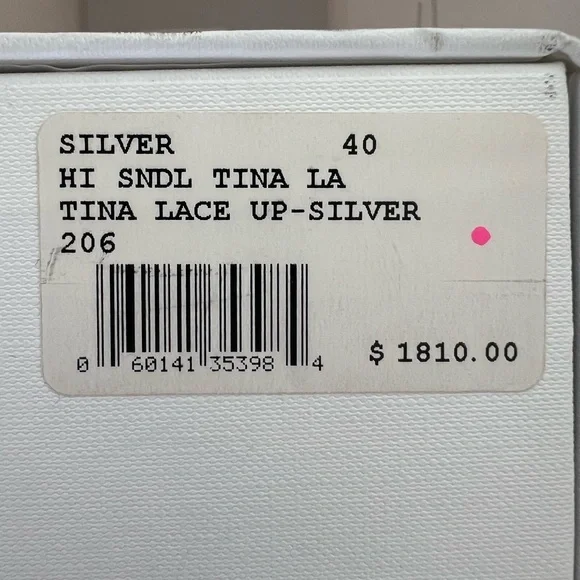 New Amina Muaddi Silver Tina Laceup 105 Stiletto Heels with Crystal Straps - Picture 8 of 10